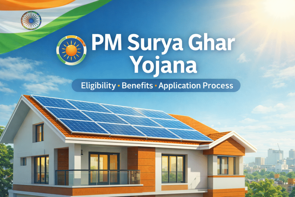 image of PM Surya Ghar Yojana is a government initiative that supports residential homeowners in installing rooftop solar systems to reduce electricity bills and promote clean energy.
